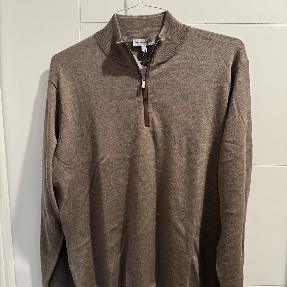Peter Millar Men's Tan Zip-Up Sweater